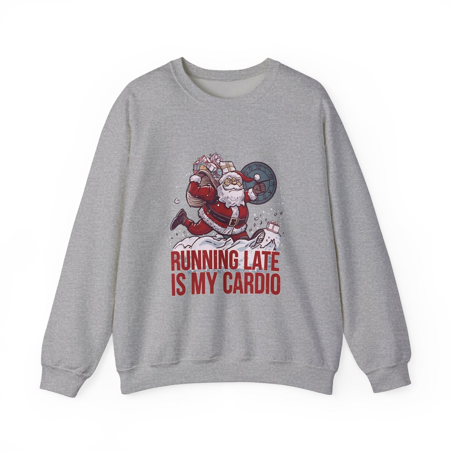 Santa Cardio Sweatshirt - Holiday Funny Gift, Christmas Apparel, Unisex Crewneck, Santa Workout