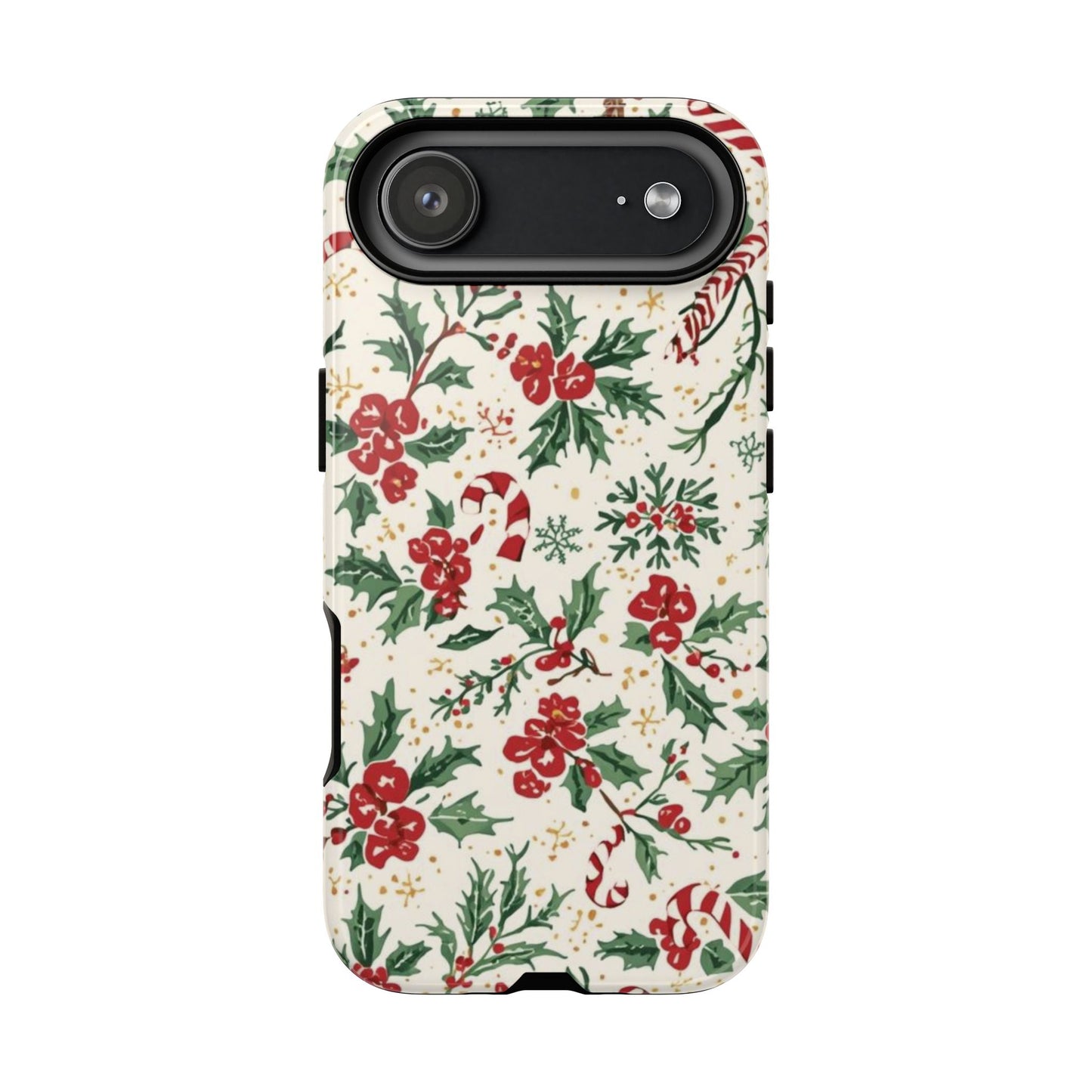 Christmas Themed Phone Case, Festive Floral Dual Layer Phone Case for Iphone 17, 16, 15, 14, 13, 12, 11 & Samsung