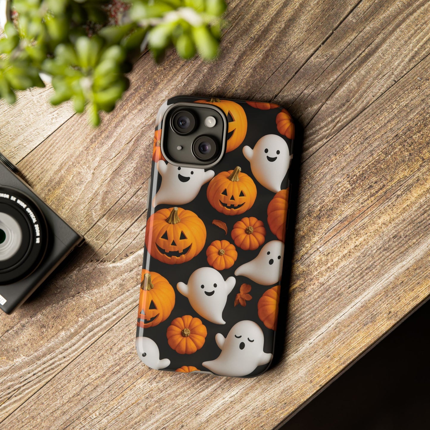 Halloween Phone Case, Spooky Ghosts and Pumpkins Design