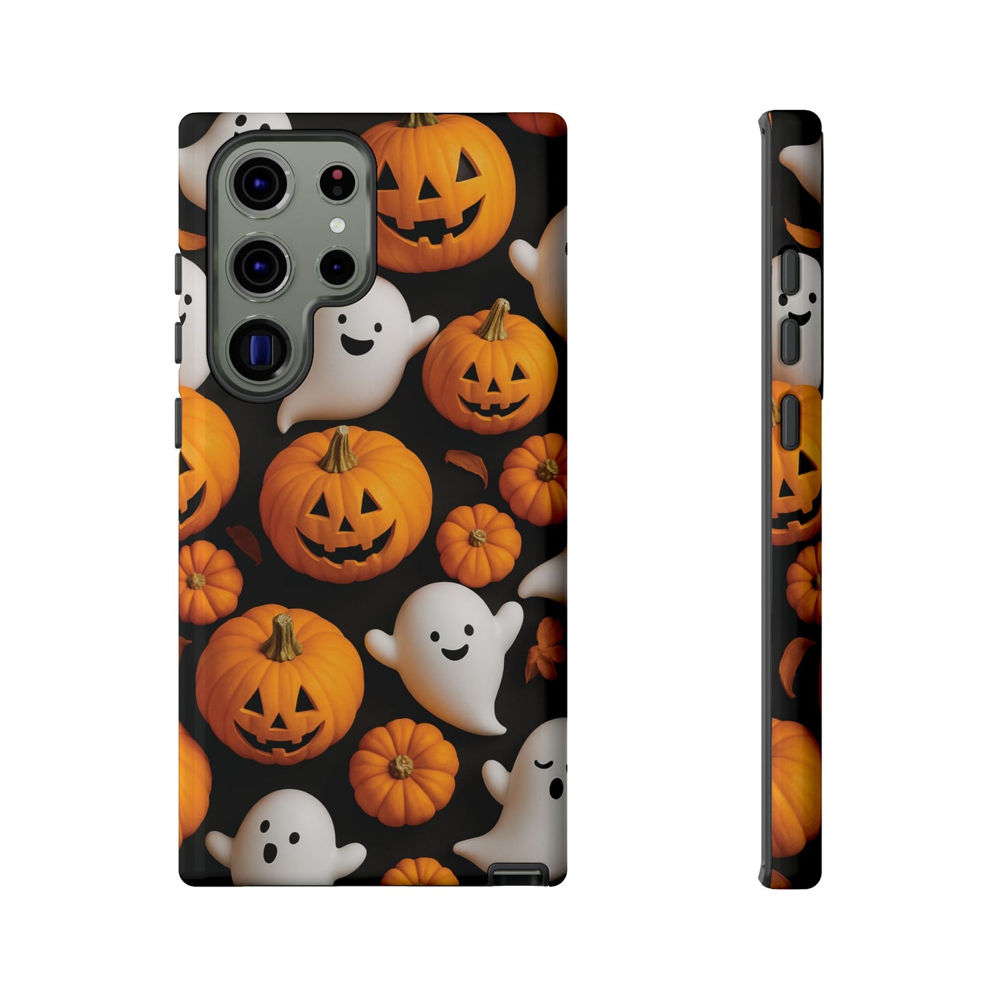 Halloween Phone Case, Spooky Ghosts and Pumpkins Design