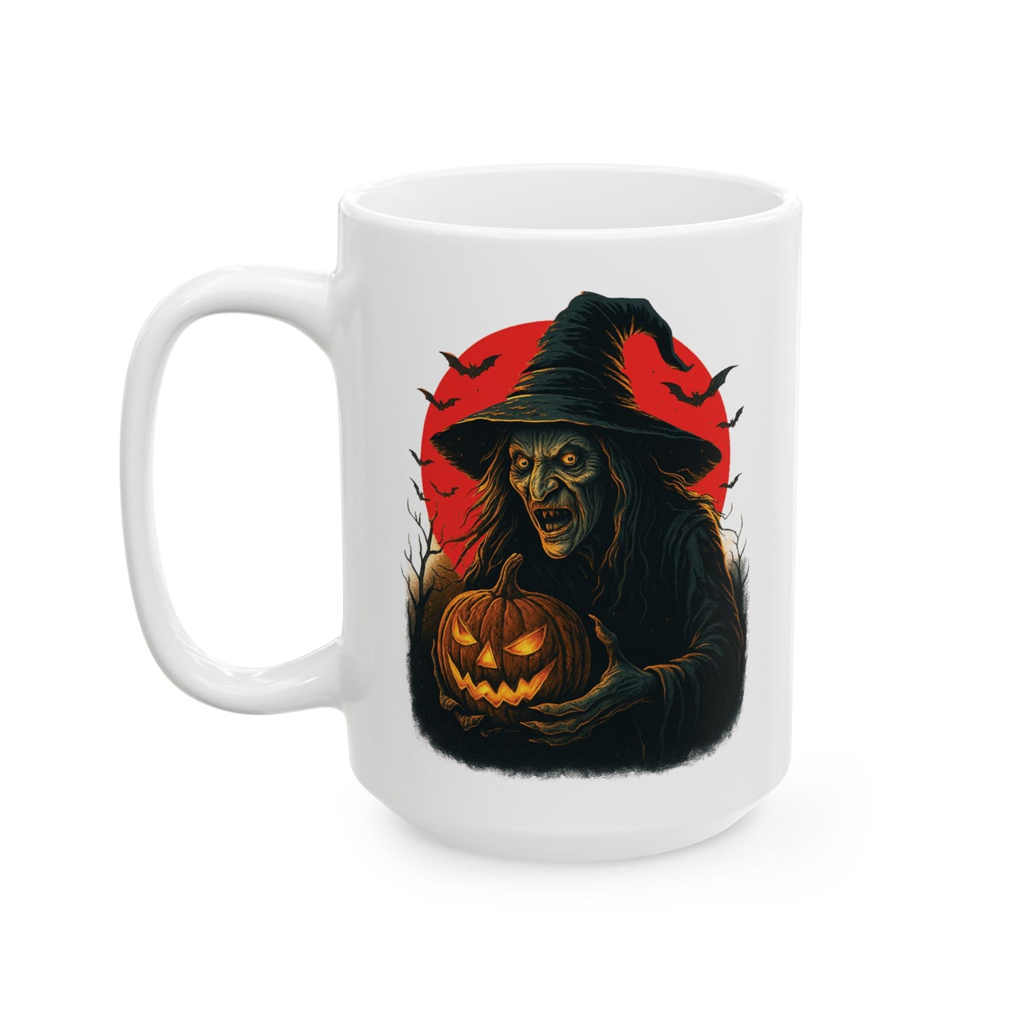 Spooky Fall Ceramic Mug, Halloween Coffee Cup, Unique Gift for Witch Lovers, Cozy Autumn Beverage, 11oz 15oz