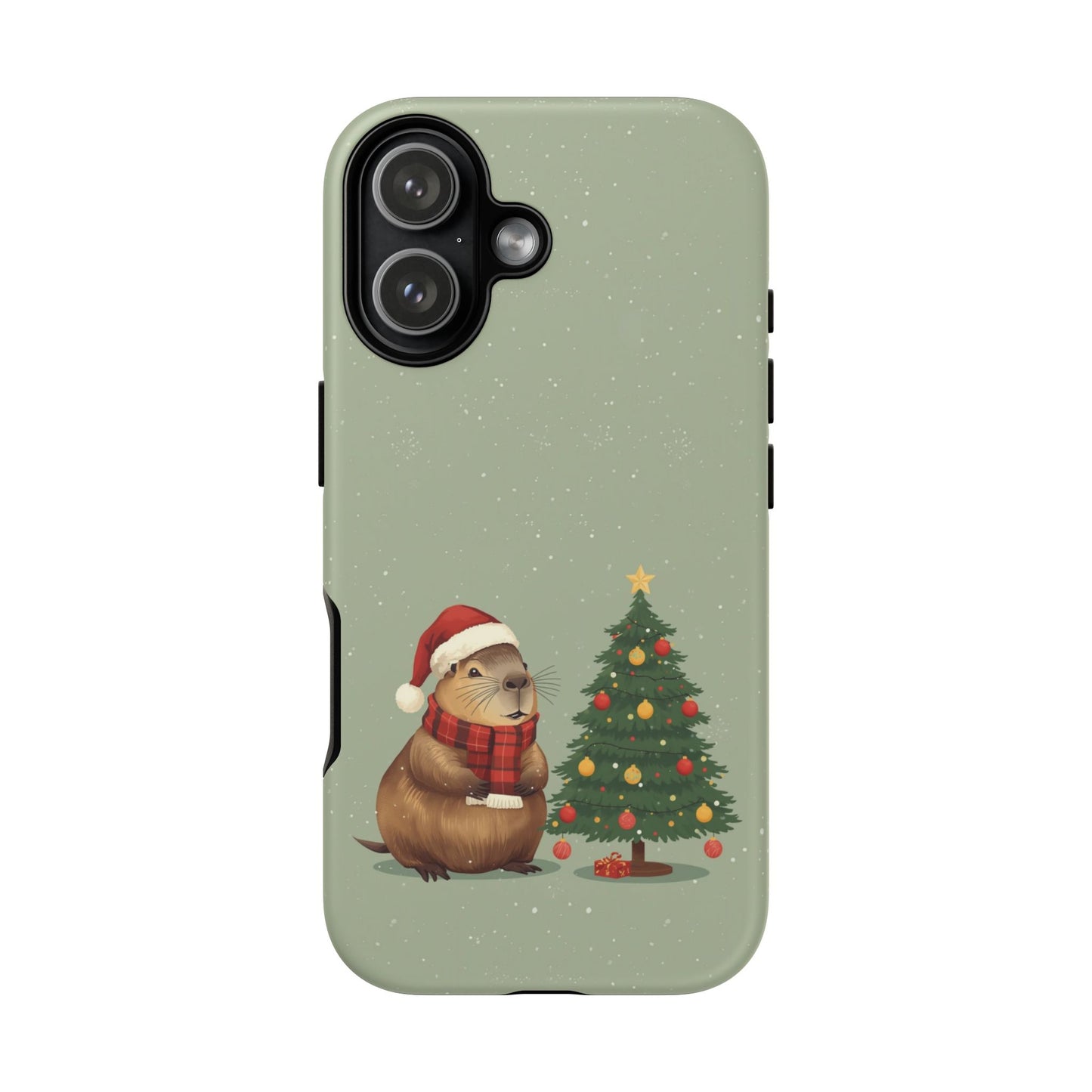 Christmas Phone Case with Capybara Design, Dual Layer Protective Case for Iphone 17, 16, 15, 14, 13 & Samsung