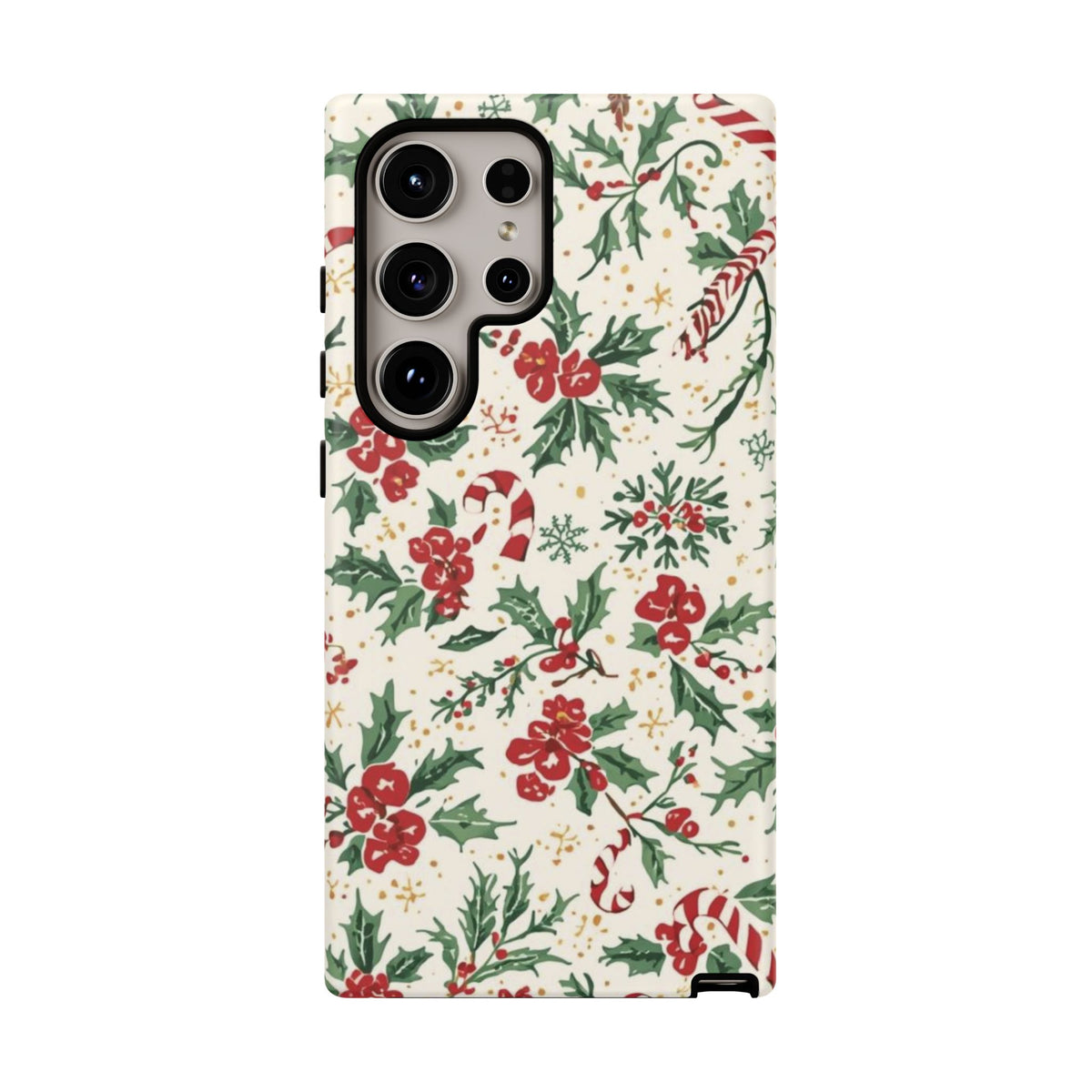 Christmas Themed Phone Case, Festive Floral Dual Layer Phone Case for Iphone & Samsung