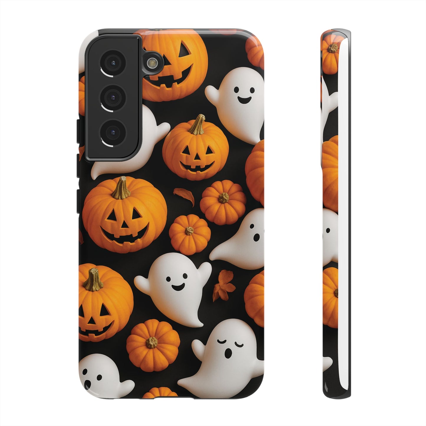 Halloween Phone Case, Spooky Ghosts and Pumpkins Design