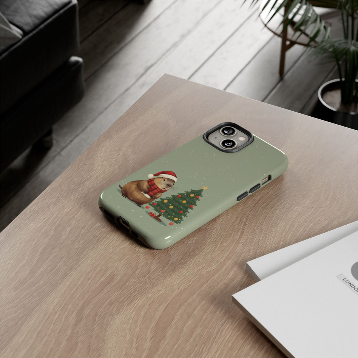 Christmas Phone Case with Capybara Design, Dual Layer Protective Case for Iphone & Samsung