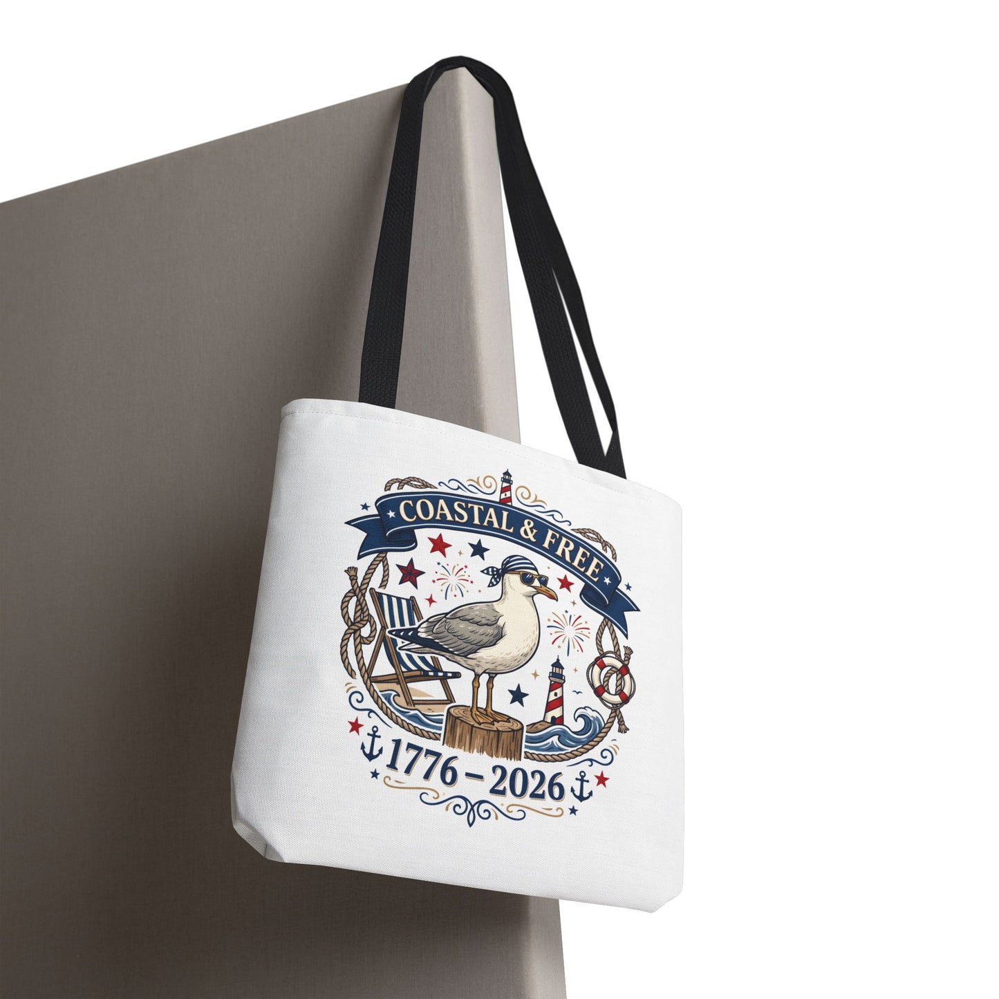 Coastal & Free Seagull Tote Bag — Patriotic 4th of July Beach Tote