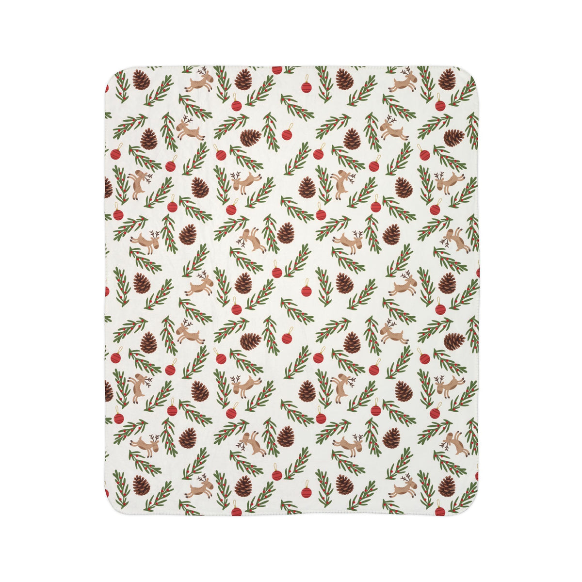 Holiday Pinecone Fleece Sherpa Blanket - Cozy Christmas Cabin Throw