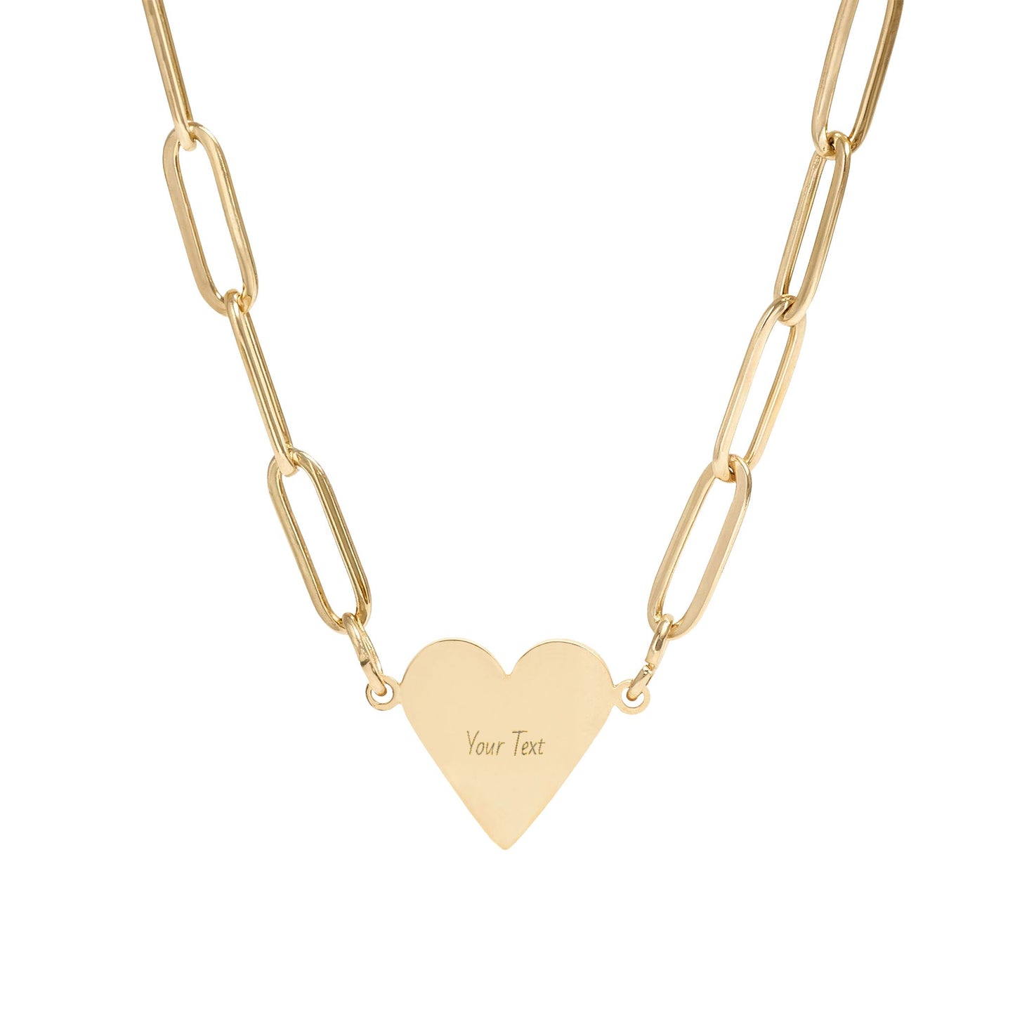 Paperclip Chain Heart Necklace — Engravable Jewelry Gift for Valentines Day | Mothers Day