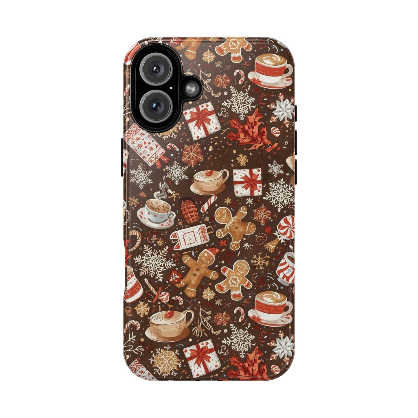Christmas Phone Case, Festive Holiday Phone Case with Gingerbread and Cocoa Design for Iphone 17, 16, 15, 14, 13, 12, 11 & Samsung