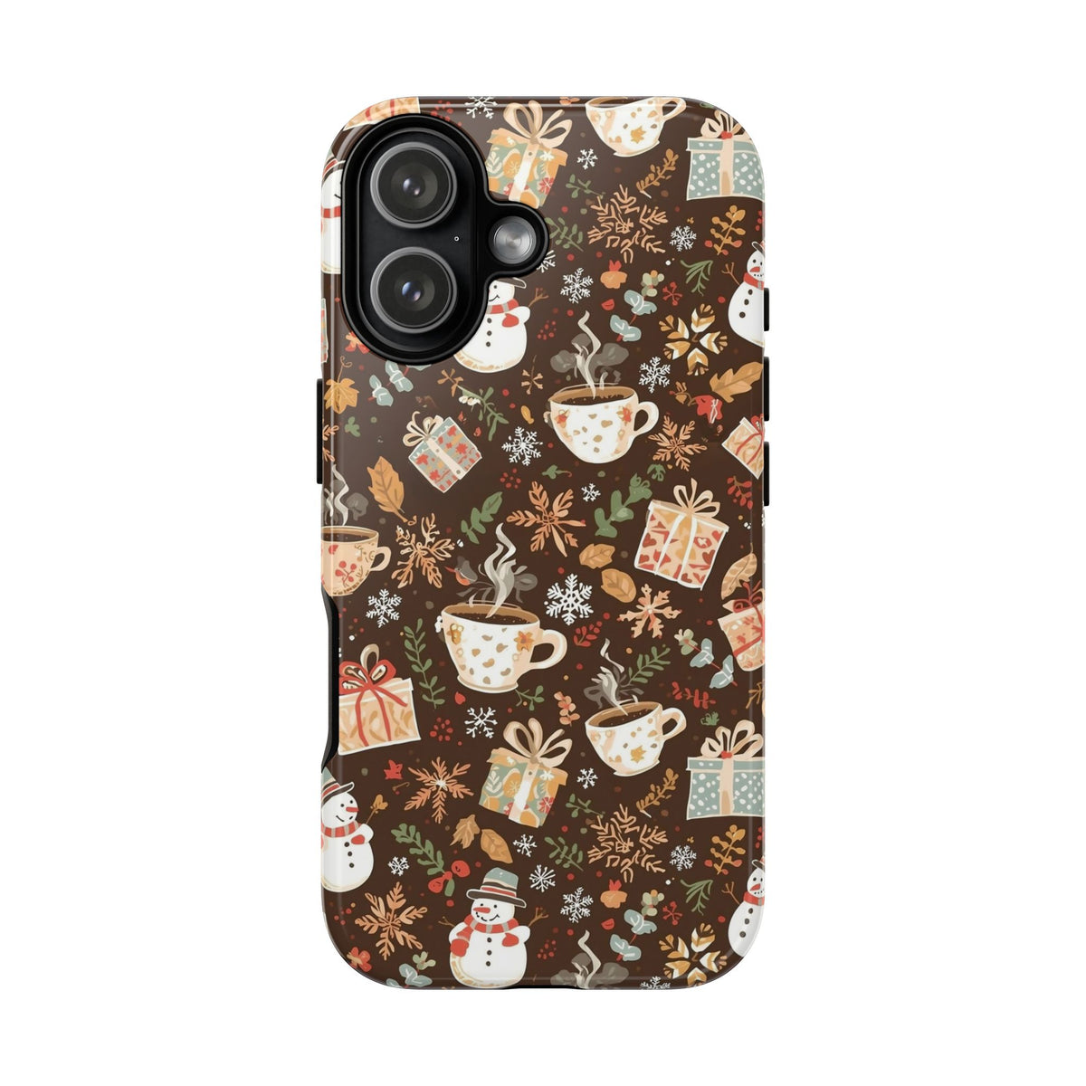 Christmas Phone Case, Winter Holiday Phone Case with Snowmen and Gifts Design for Iphone & Samsung