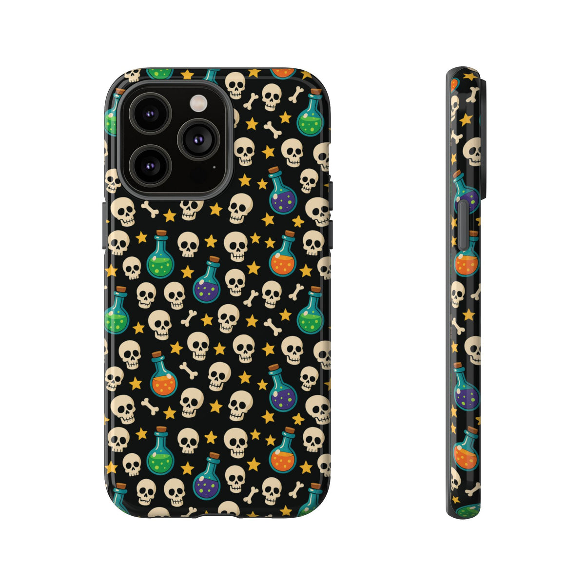 Skull & Potion Phone Case, Trendy Cell Phone Cover, Halloween Gift, Gothic Phone Accessory, Spooky Style Case, Tough Cases
