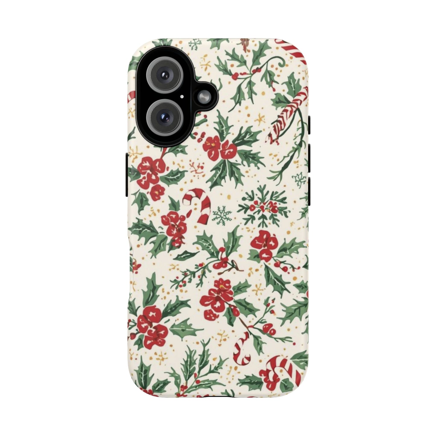 Christmas Themed Phone Case, Festive Floral Dual Layer Phone Case for Iphone 17, 16, 15, 14, 13, 12, 11 & Samsung