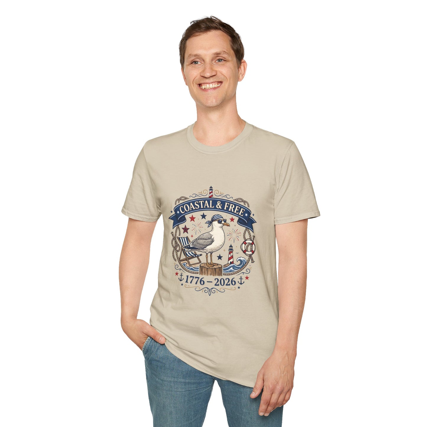 Coastal & Free Seagull T-Shirt — Patriotic 4th of July Tee