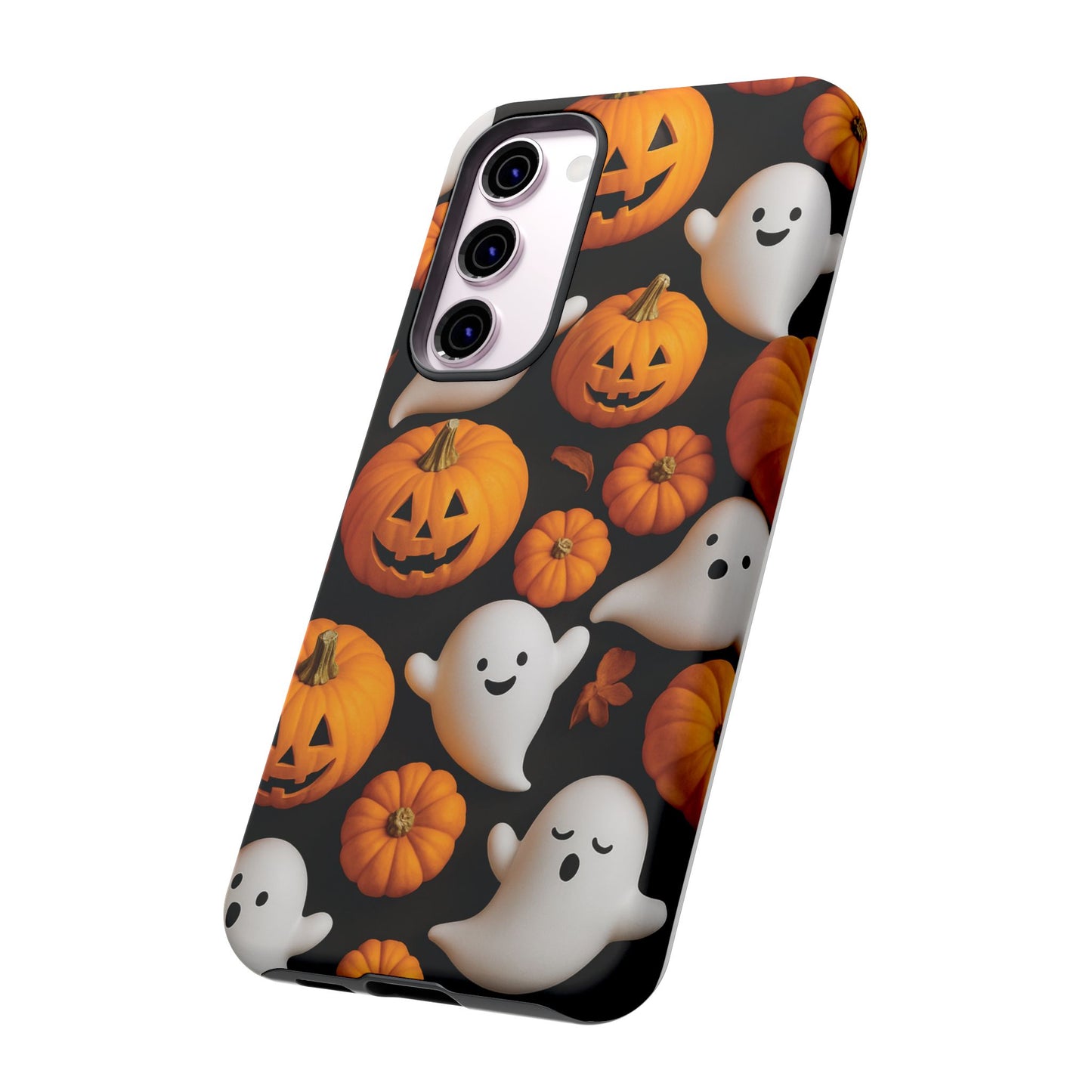 Halloween Phone Case, Spooky Ghosts and Pumpkins Design