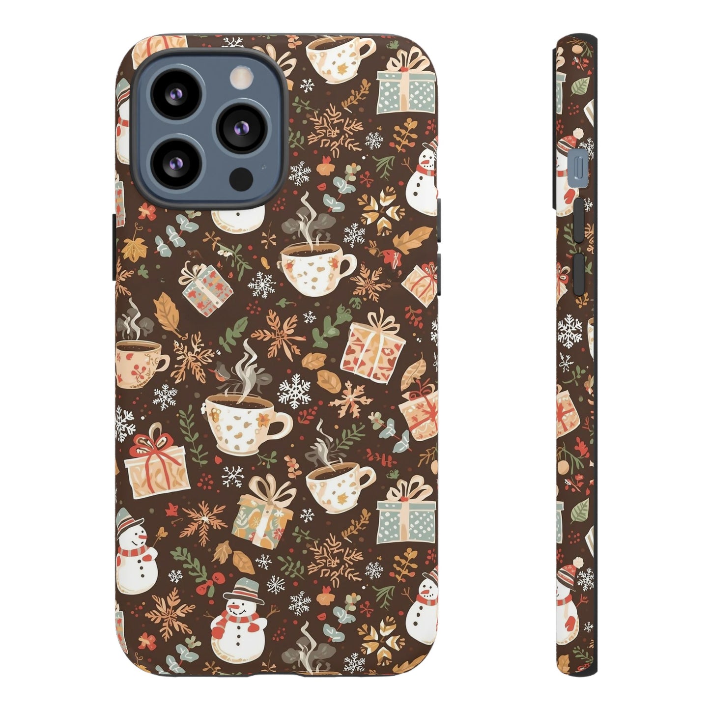Christmas Phone Case, Winter Holiday Phone Case with Snowmen and Gifts Design for Iphone 17, 16, 15, 14, 13, 12, 11 & Samsung