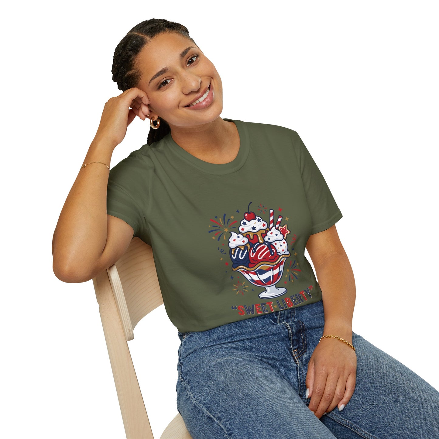 Sweet Liberty Ice Cream T-Shirt — Patriotic 4th of July Sundae Tee