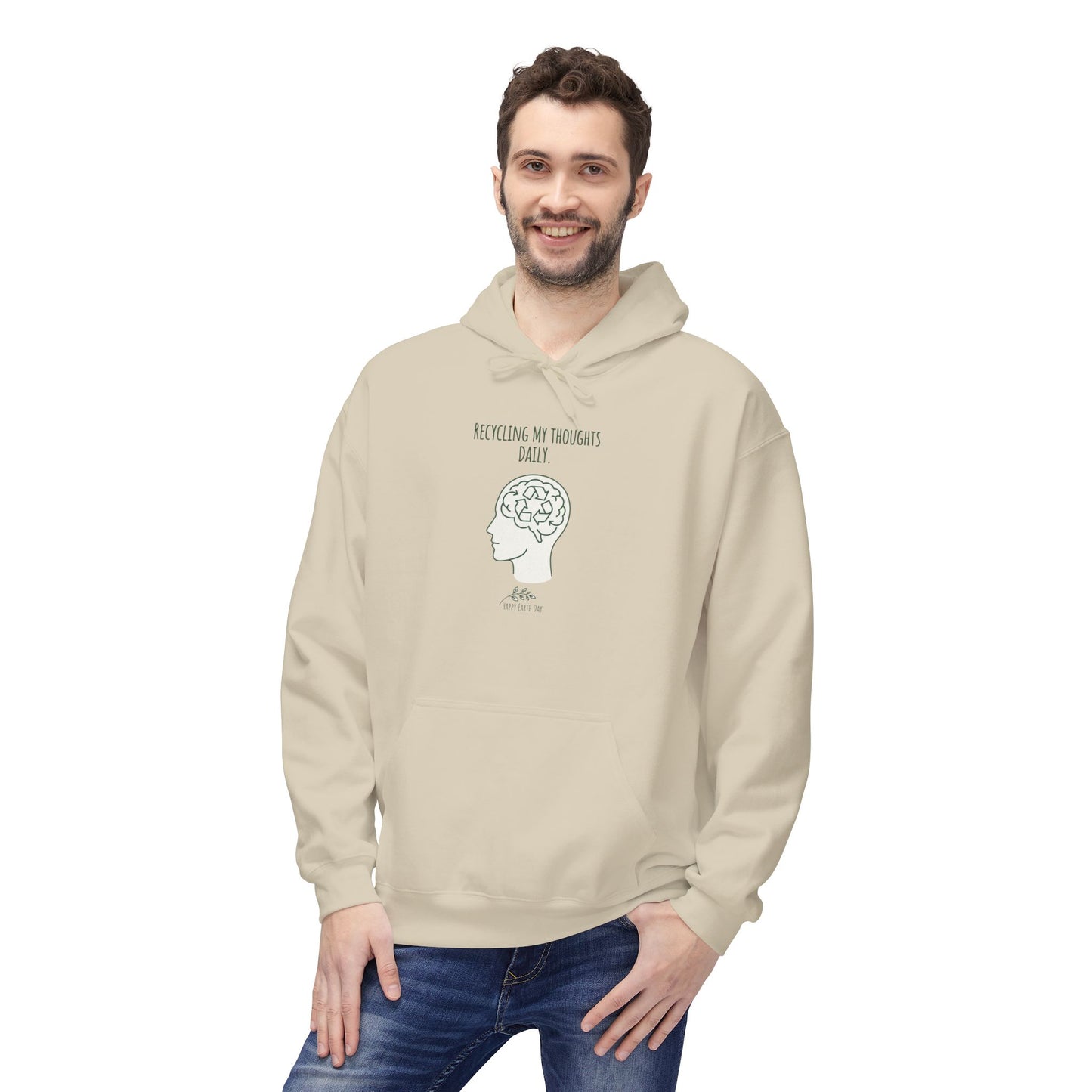 Recycling My Thoughts Daily Hoodie – Earth Day Mental Health Sweatshirt | Eco Mindfulness Unisex Hoodie | Minimal Green Aesthetic
