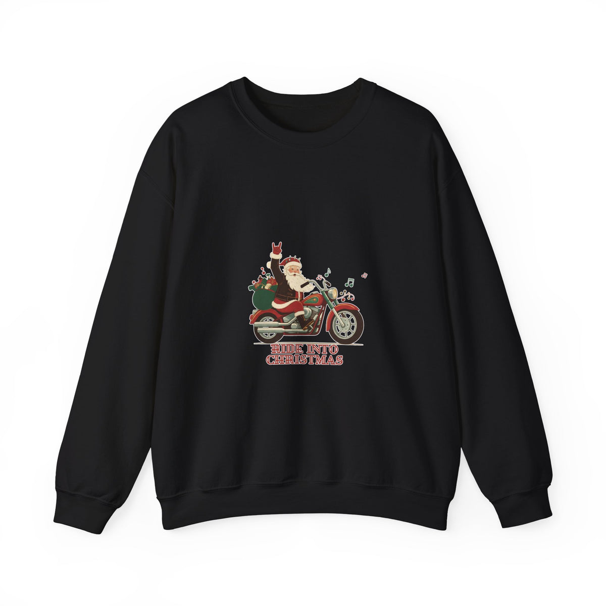 Christmas Motorcycle Sweatshirt - "Ride Into Christmas" Santa Biker Holiday Crewneck