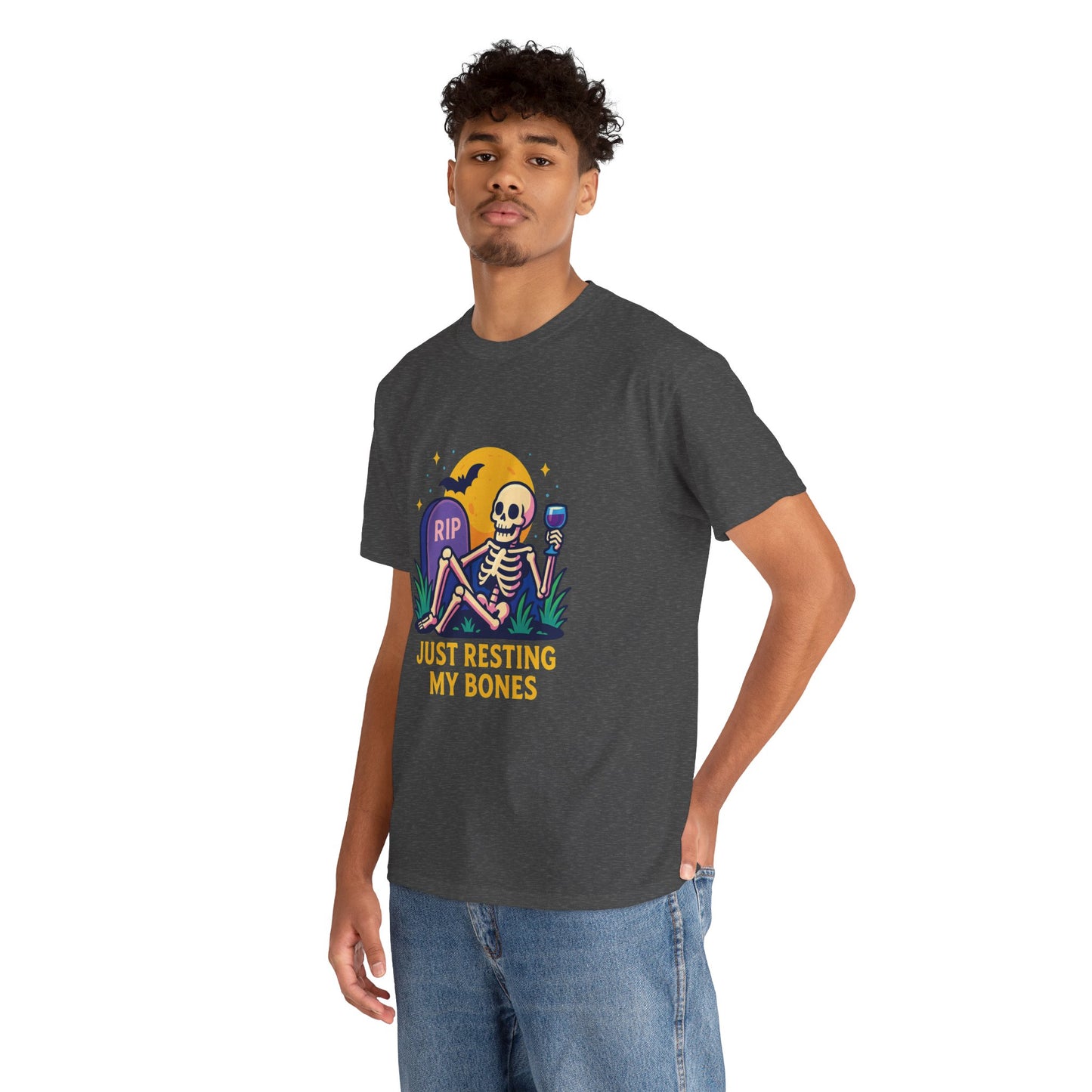 Skeleton Tee - Just Resting My Bones, Unisex Halloween Shirt