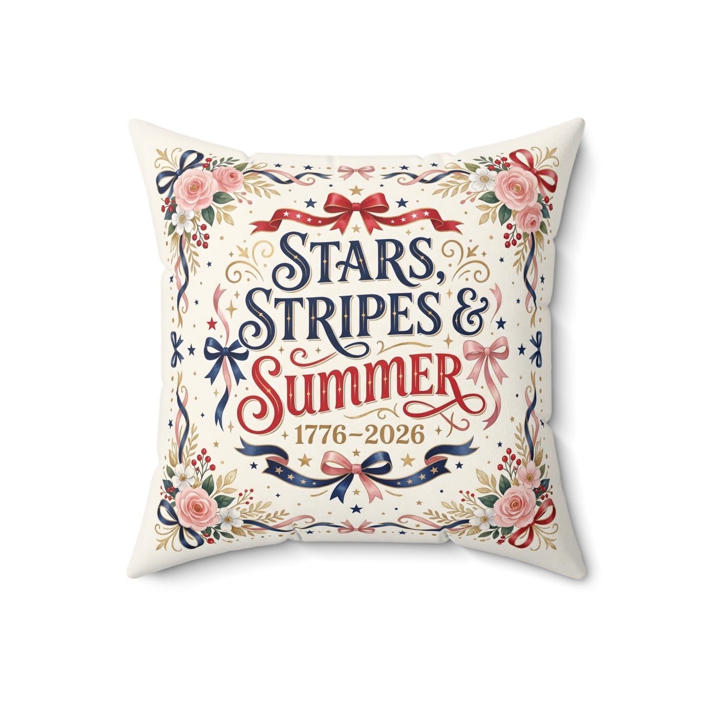 Stars, Stripes & Summer Throw Pillow — Patriotic Home Decor, 4th of July Decorative Pillow