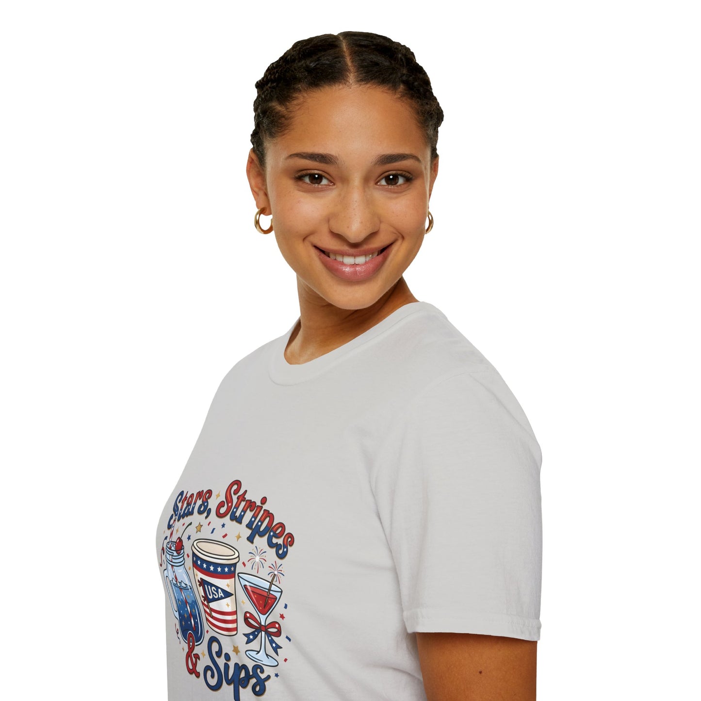 Patriotic "Stars, Stripes & Sips" T-Shirt