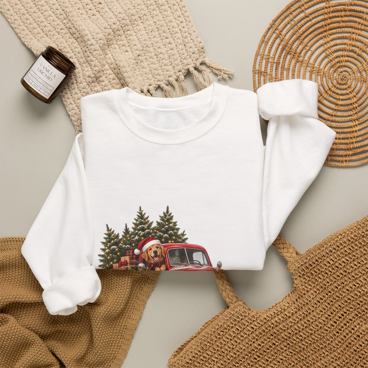 Vintage Red Truck Christmas Sweatshirt, Unisex Sweatshirt