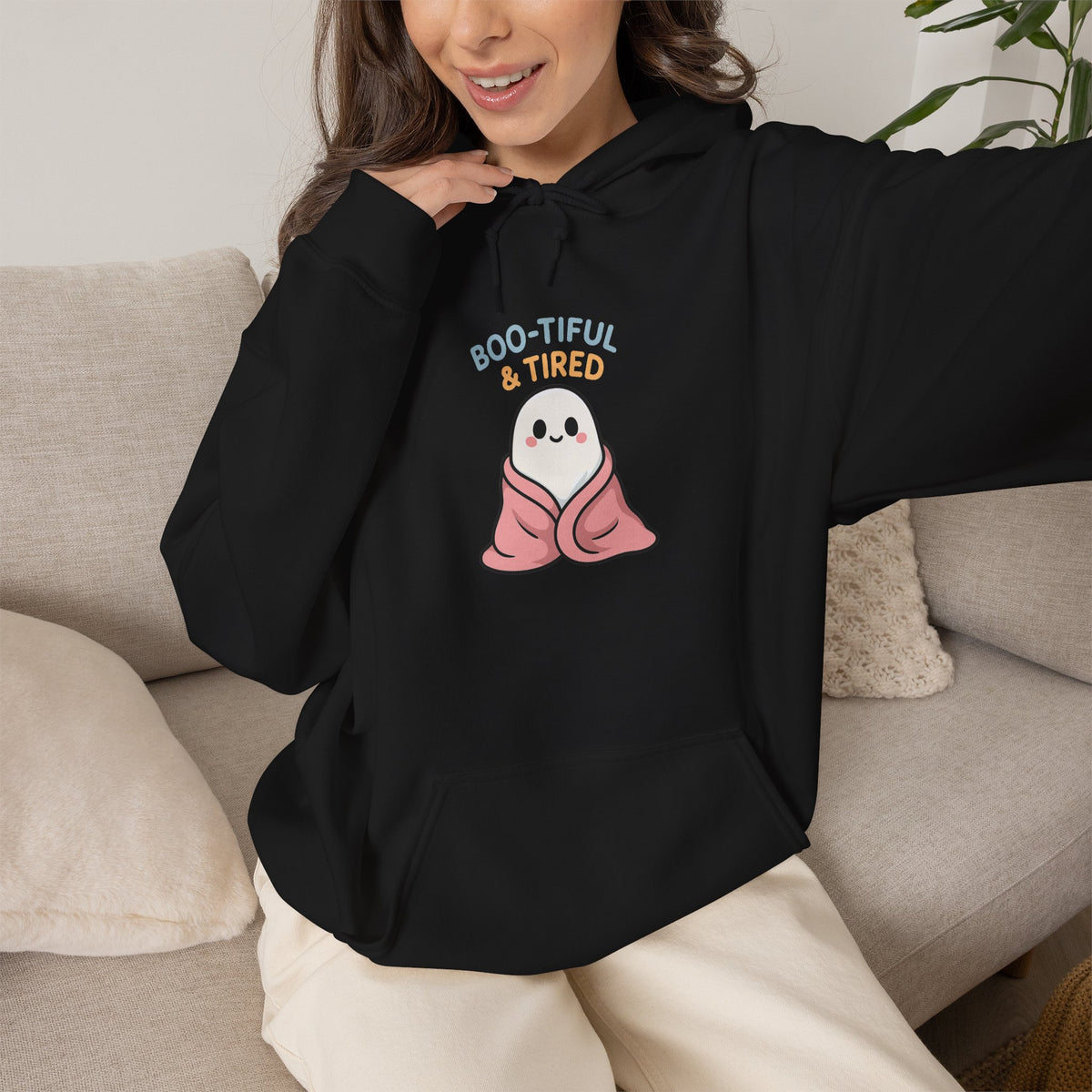 Boo-tiful Ghost Halloween Hoodie, Cute-Cozy Fall Vibes