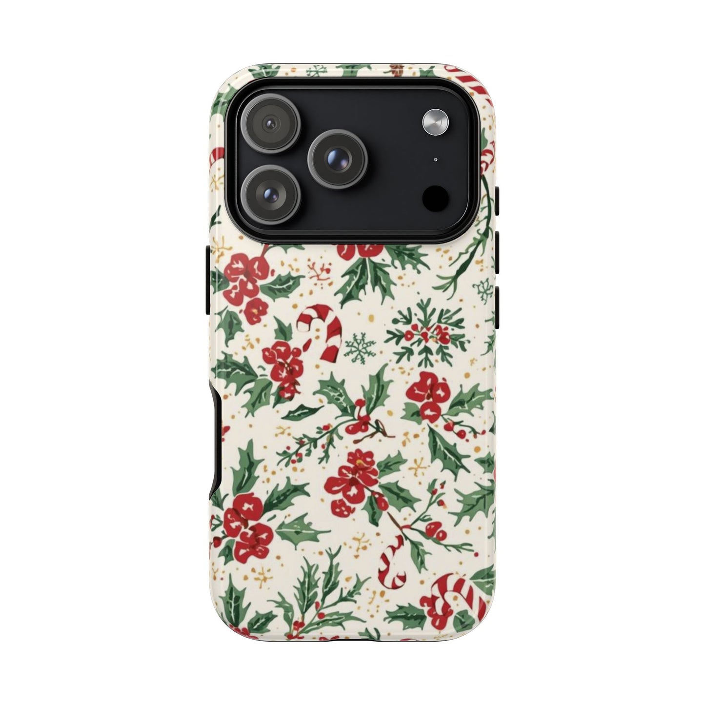 Christmas Themed Phone Case, Festive Floral Dual Layer Phone Case for Iphone 17, 16, 15, 14, 13, 12, 11 & Samsung
