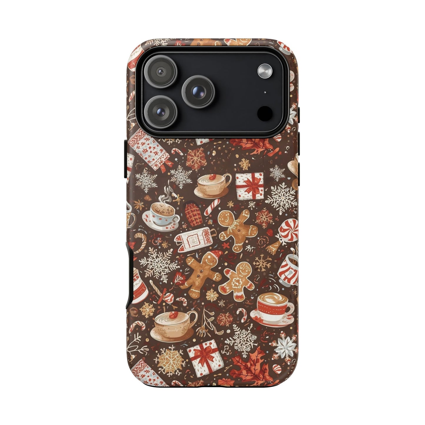Christmas Phone Case, Festive Holiday Phone Case with Gingerbread and Cocoa Design for Iphone 17, 16, 15, 14, 13, 12, 11 & Samsung