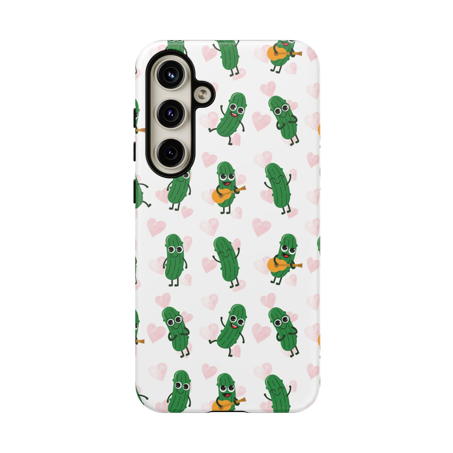 Pickle Pattern Phone Case — Cute Dancing Pickles with Hearts
