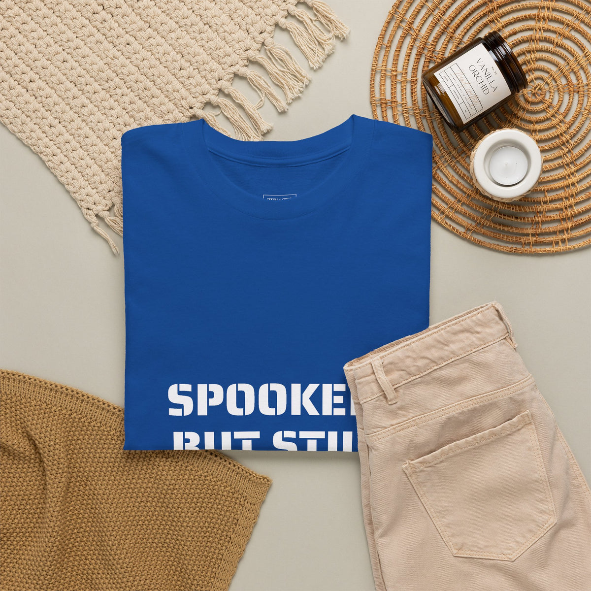 Spooked, But Still Showing Up Unisex Heavy Cotton Tee | Halloween, Funny T-Shirt