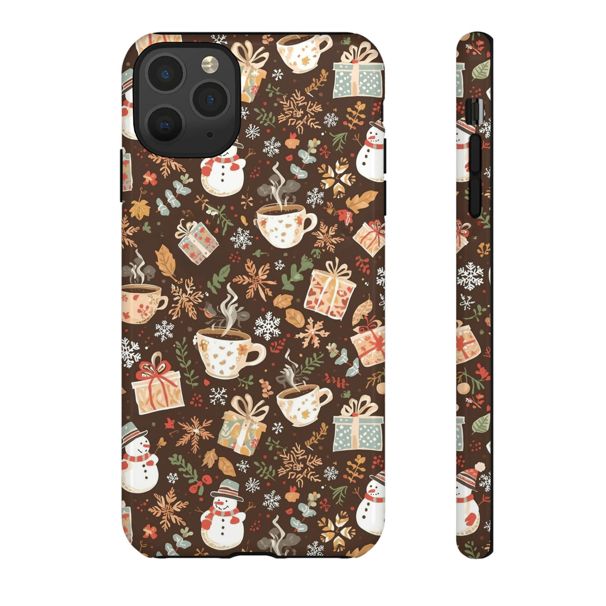 Christmas Phone Case, Winter Holiday Phone Case with Snowmen and Gifts Design for Iphone & Samsung