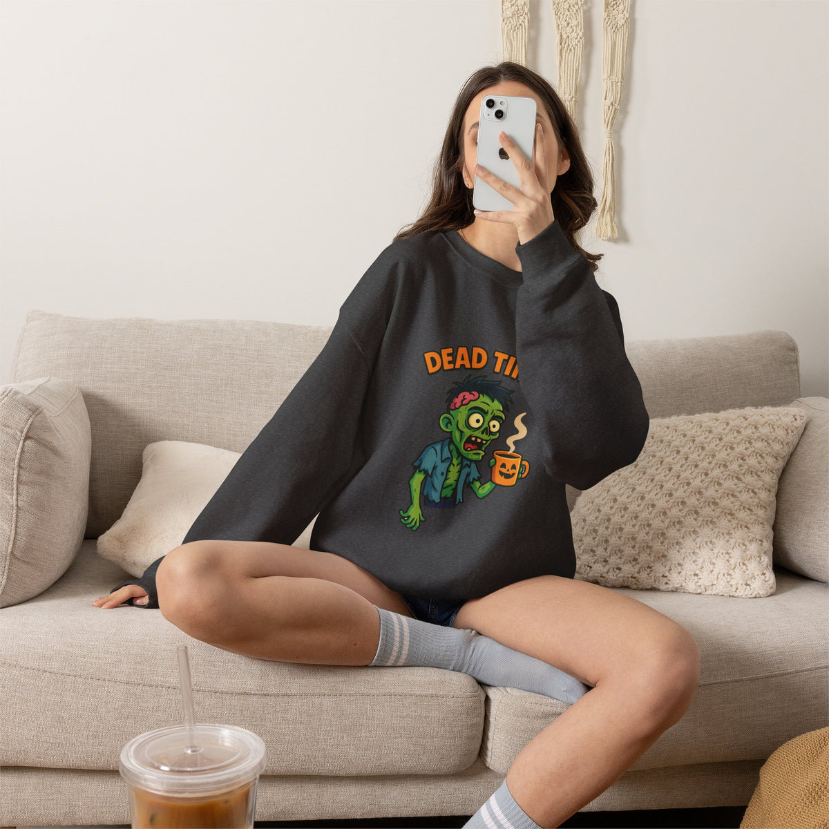 Dead Tired Zombie Sweatshirt, Funny Halloween Crewneck, Spooky Season Apparel