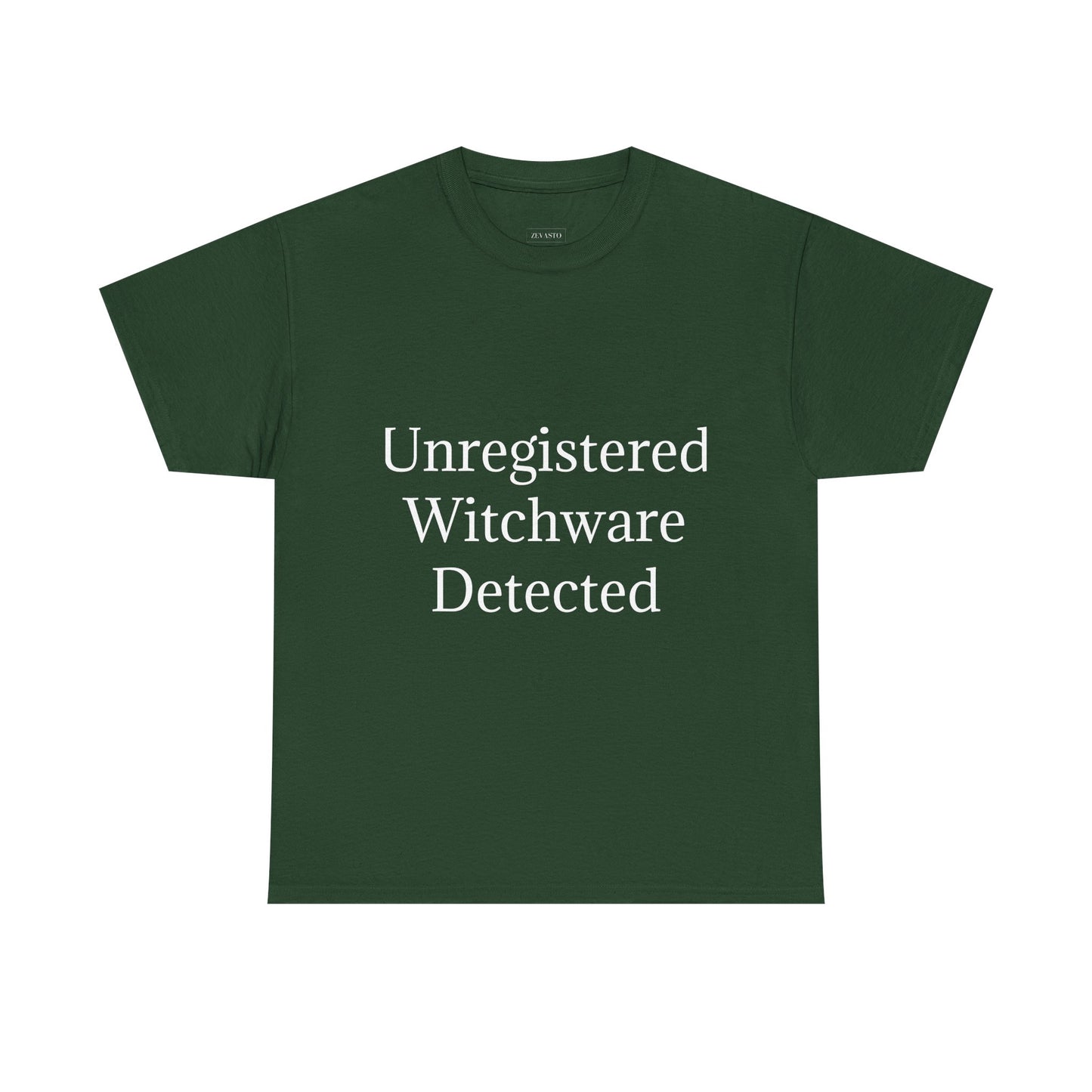 Unisex Heavy Cotton Tee - Unregistered Witchware Detected, Witchy Apparel, Halloween Tee