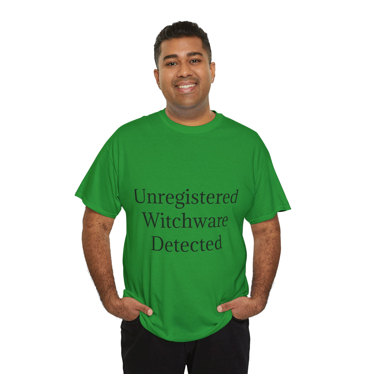 Unisex Heavy Cotton Tee - Unregistered Witchware Detected, Witchy Apparel, Halloween Tee