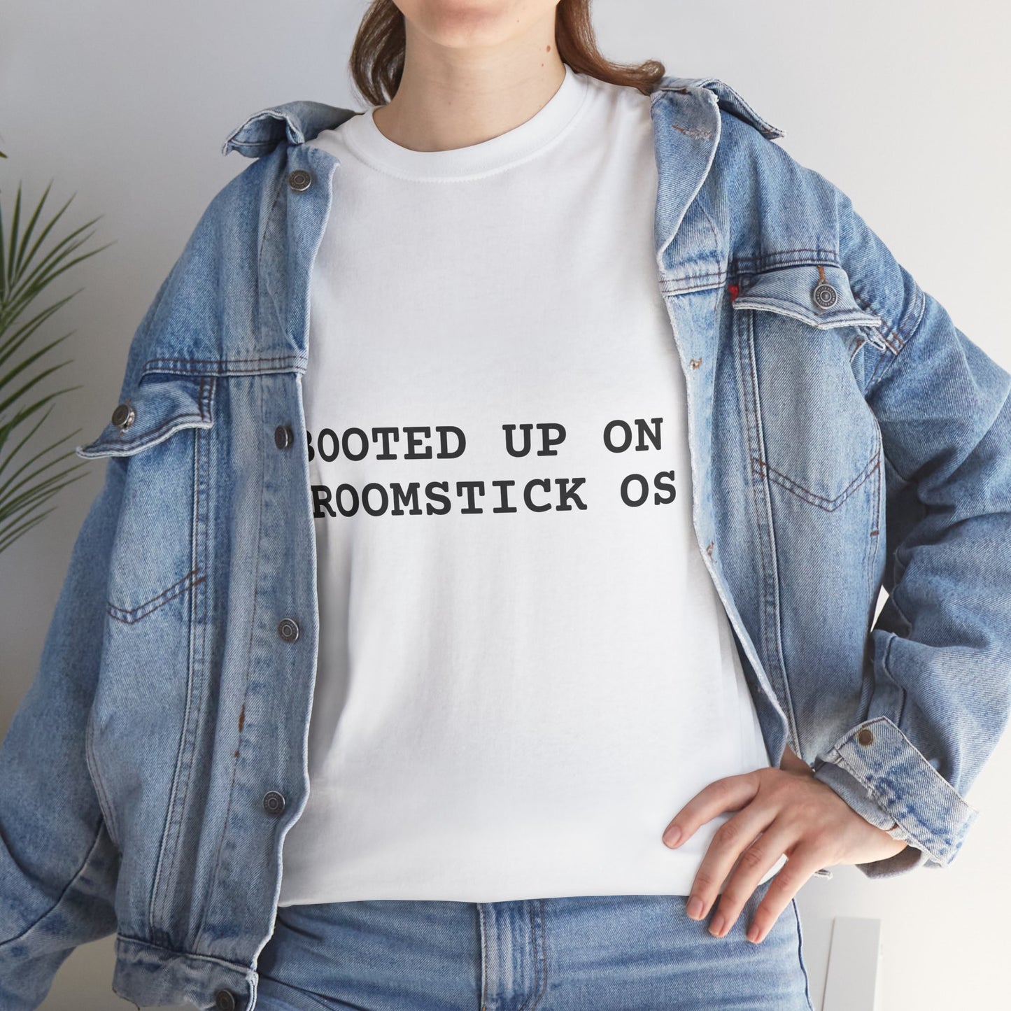 Broomstick OS Tee, Funny Graphic Tee for Tech Lovers, Unisex Cotton T-Shirt