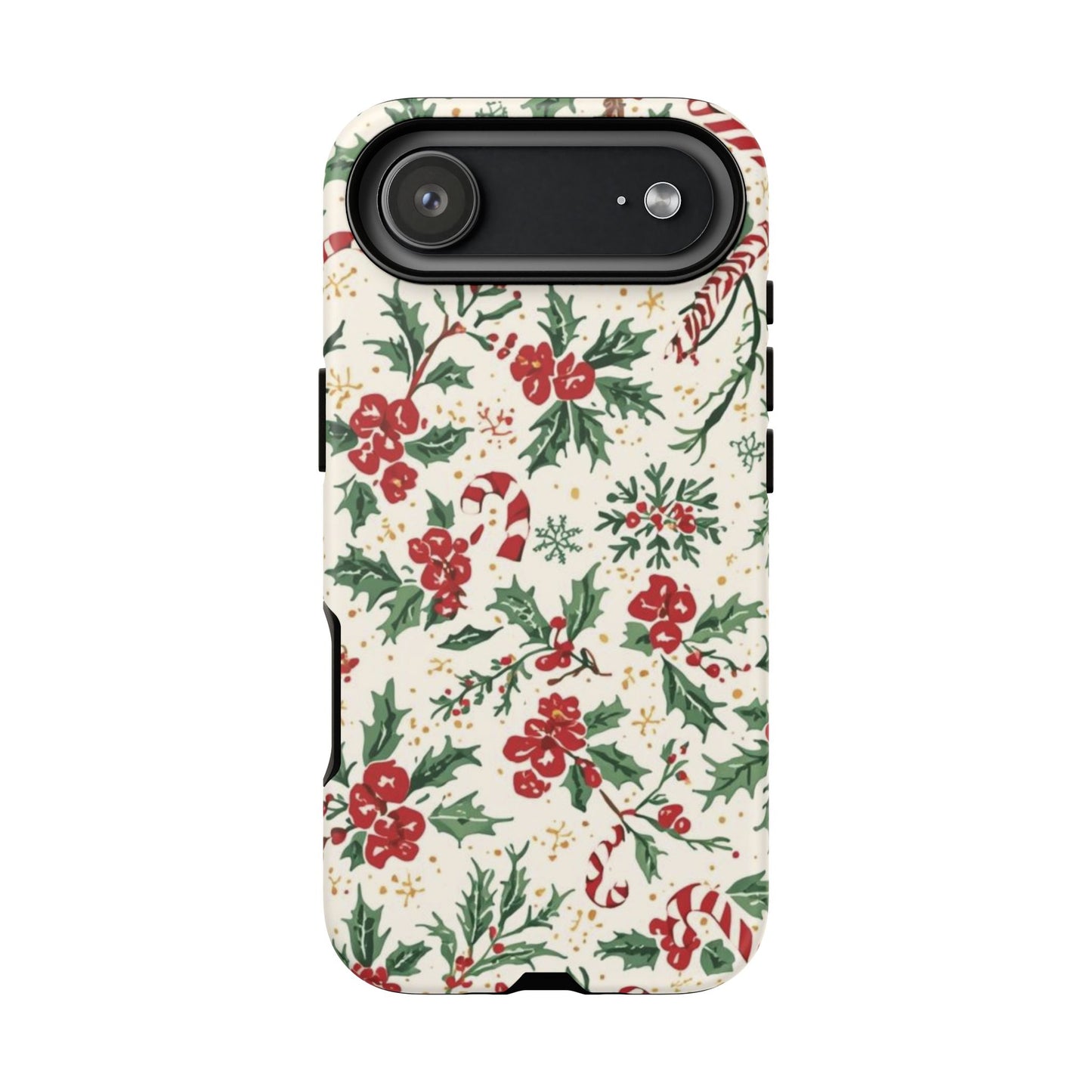 Christmas Themed Phone Case, Festive Floral Dual Layer Phone Case for Iphone 17, 16, 15, 14, 13, 12, 11 & Samsung