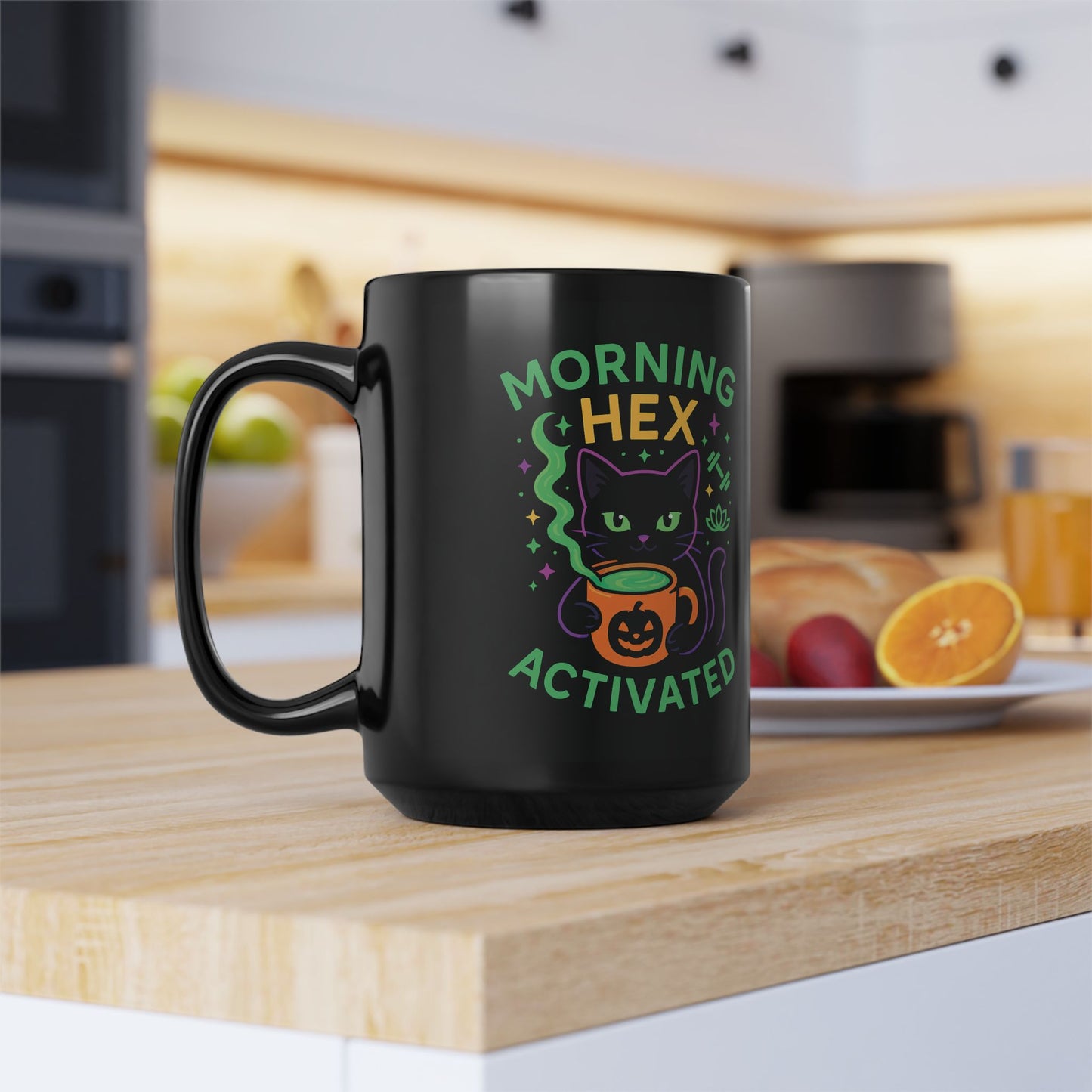 Cat-Themed Mug - Morning Hex Activated, Halloween Decor