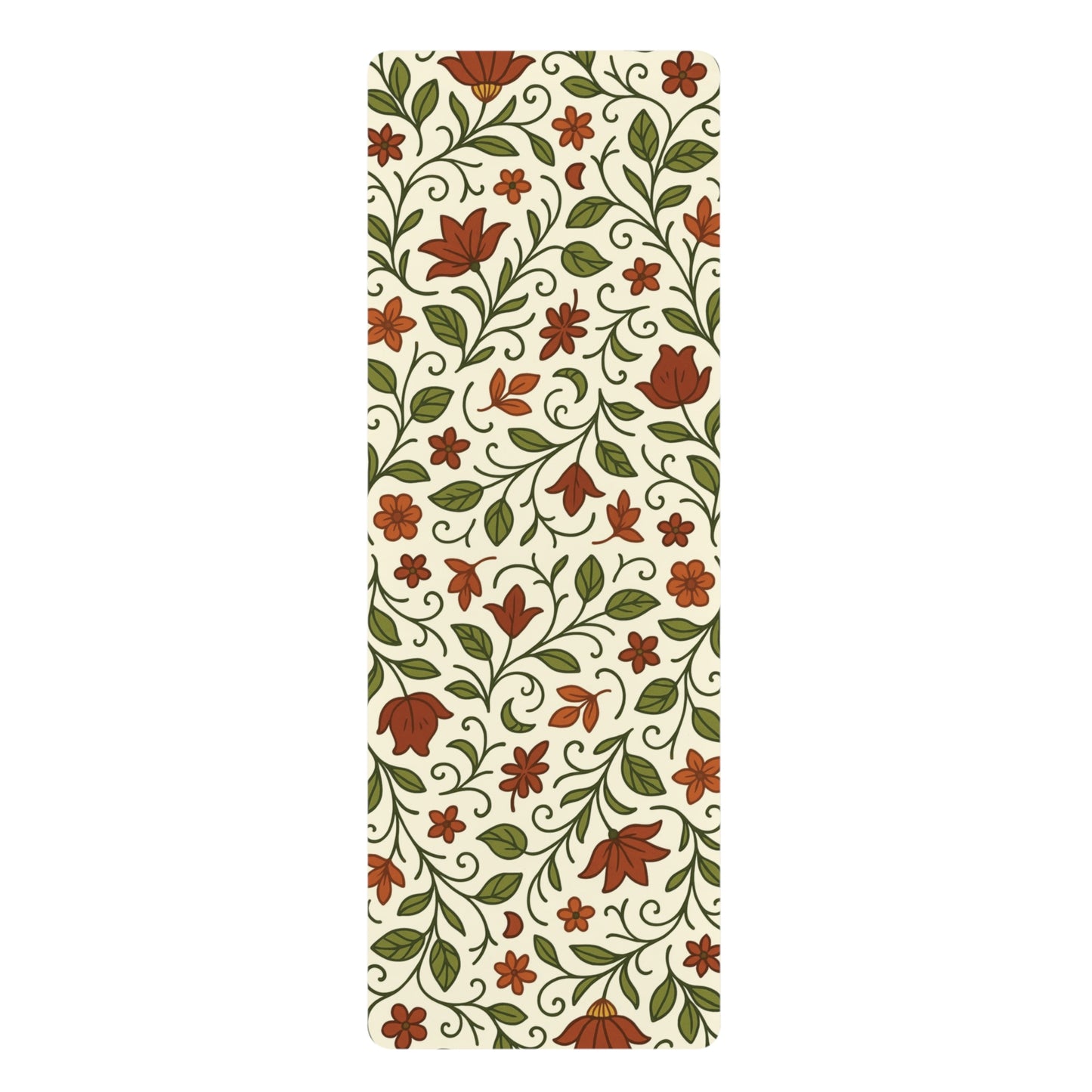 Floral Rubber Yoga Mat - Non-Slip Exercise Mat for Home, Gym, Fitness, Meditation, Eco-Friendly Yoga