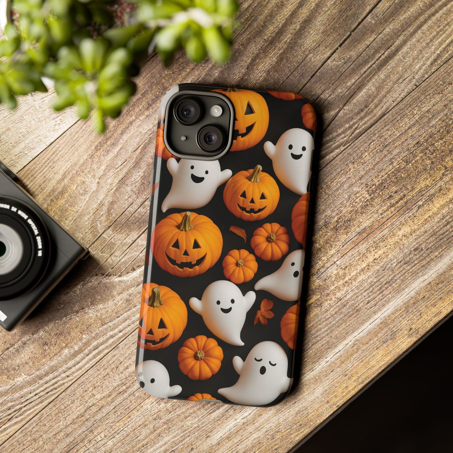 Halloween Phone Case, Spooky Ghosts and Pumpkins Design
