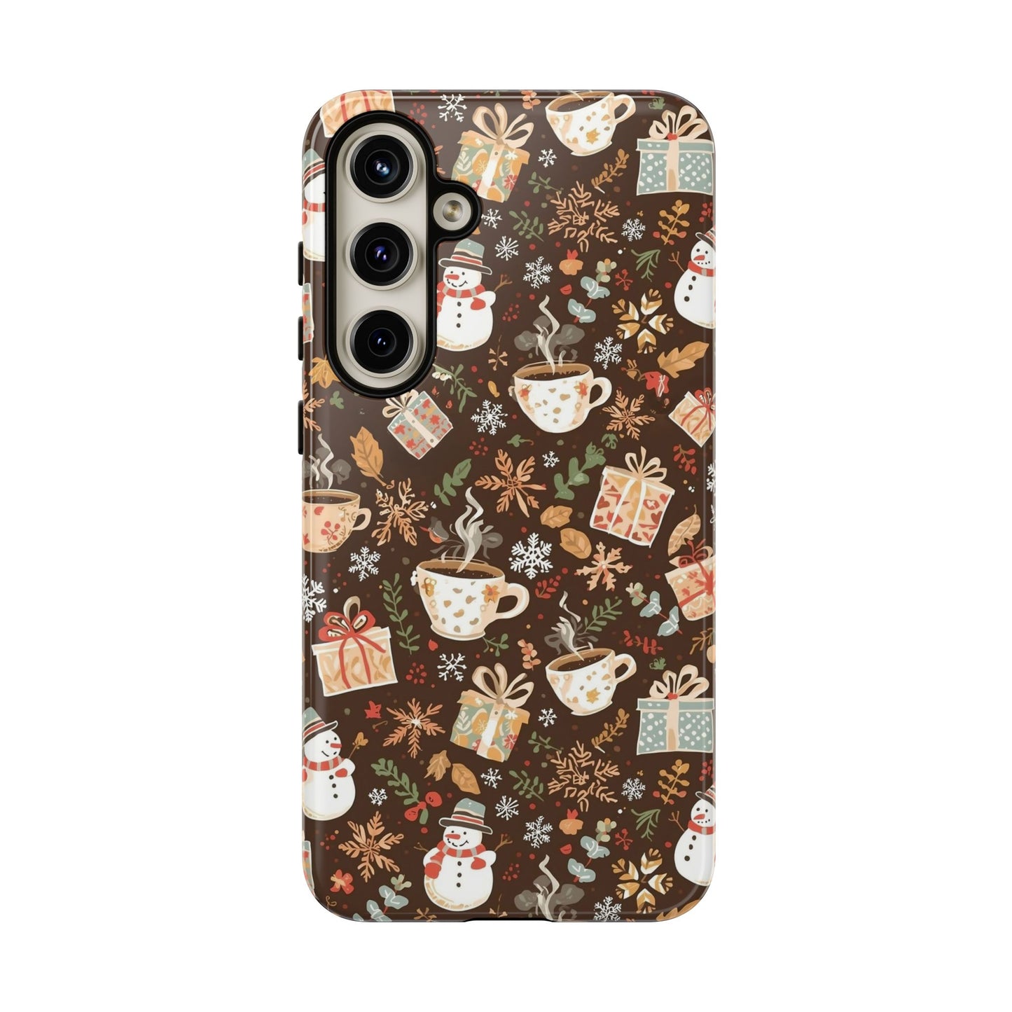 Christmas Phone Case, Winter Holiday Phone Case with Snowmen and Gifts Design for Iphone 17, 16, 15, 14, 13, 12, 11 & Samsung