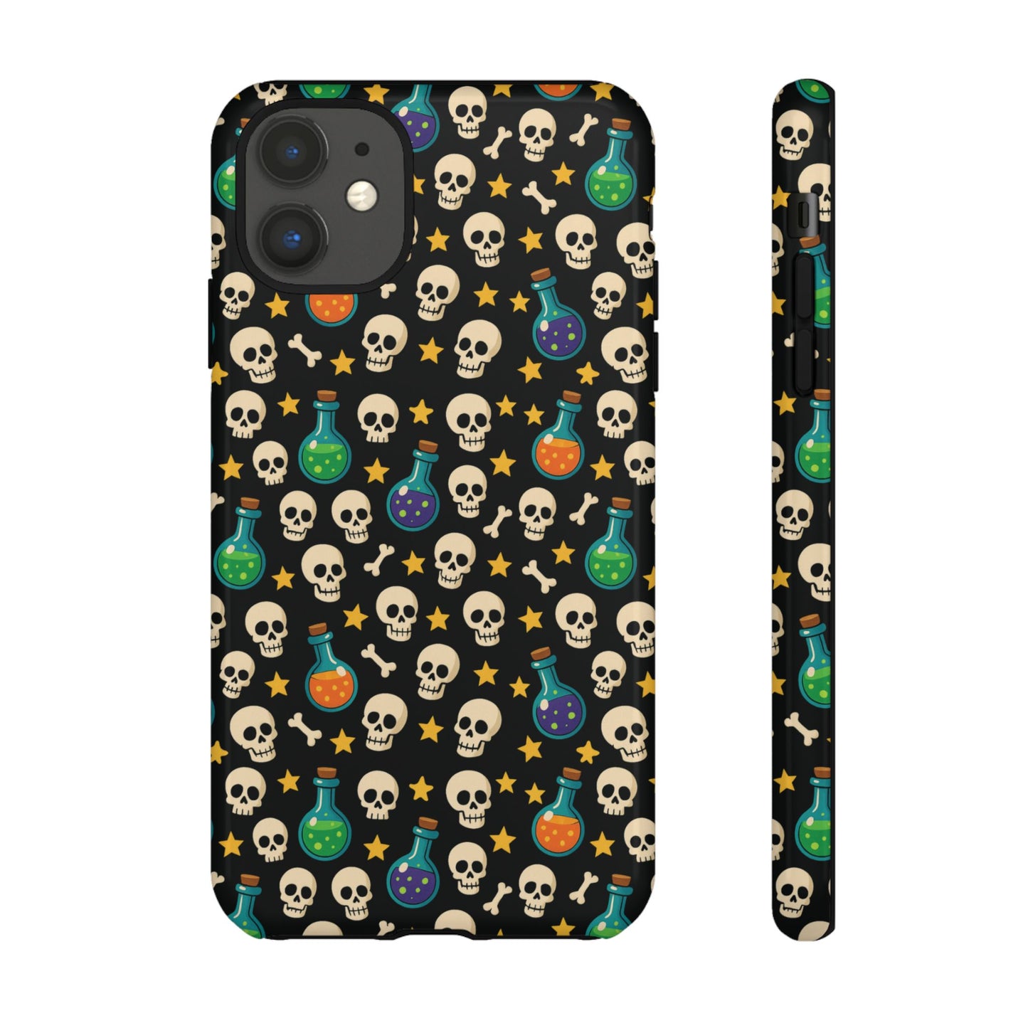 Skull & Potion Phone Case, Trendy Cell Phone Cover, Halloween Gift, Gothic Phone Accessory, Spooky Style Case, Tough Cases
