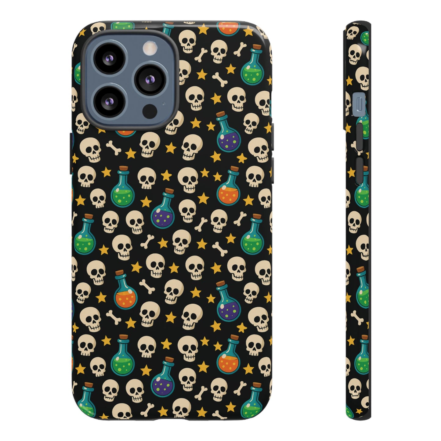 Skull & Potion Phone Case, Trendy Cell Phone Cover, Halloween Gift, Gothic Phone Accessory, Spooky Style Case, Tough Cases