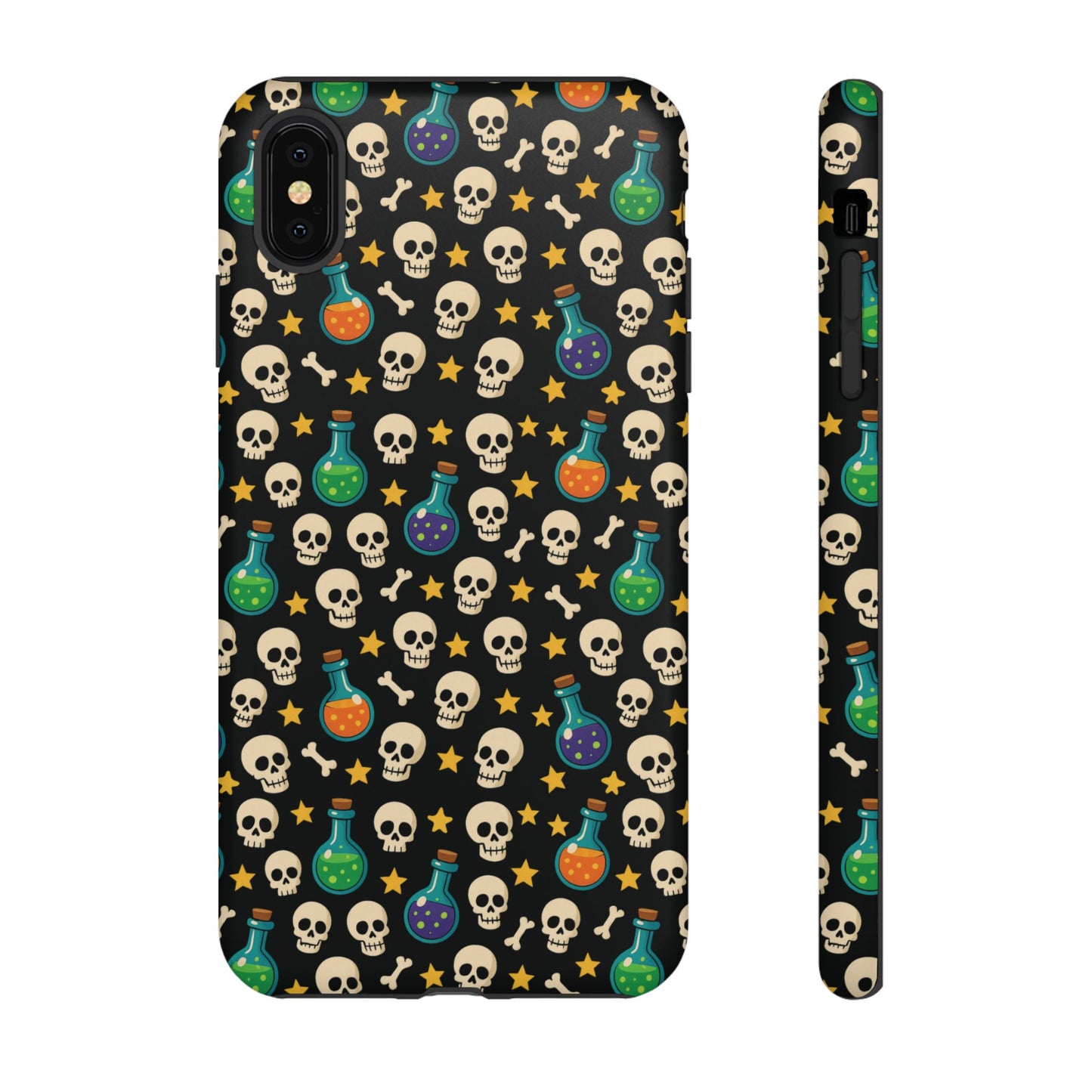 Skull & Potion Phone Case, Trendy Cell Phone Cover, Halloween Gift, Gothic Phone Accessory, Spooky Style Case, Tough Cases