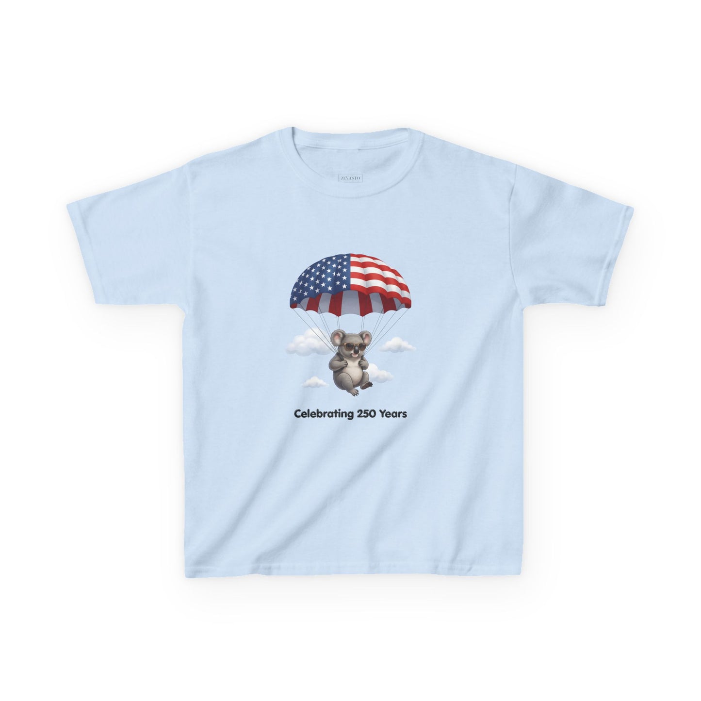 Kids Tee — Patriotic Koala Design, "Celebrating 250 Years"
