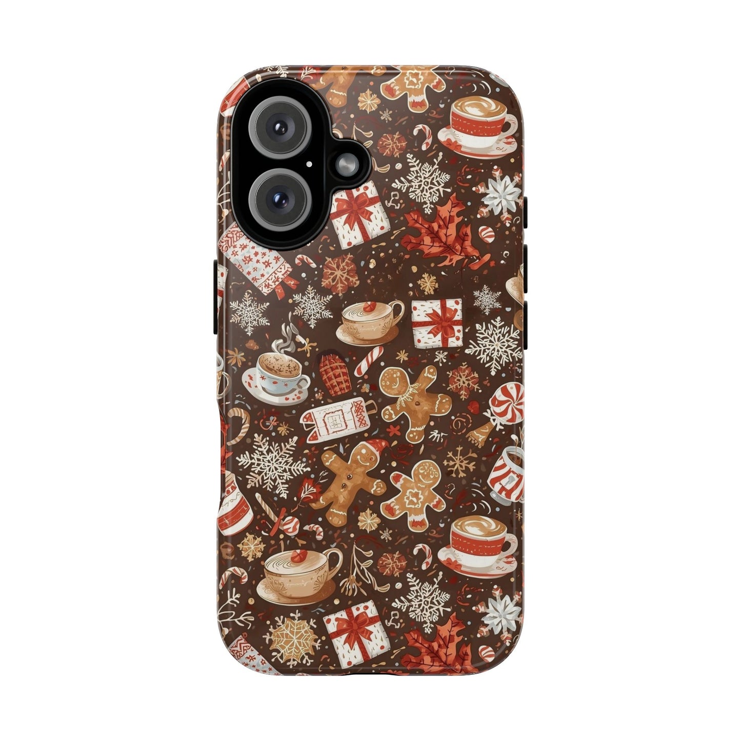 Christmas Phone Case, Festive Holiday Phone Case with Gingerbread and Cocoa Design for Iphone 17, 16, 15, 14, 13, 12, 11 & Samsung