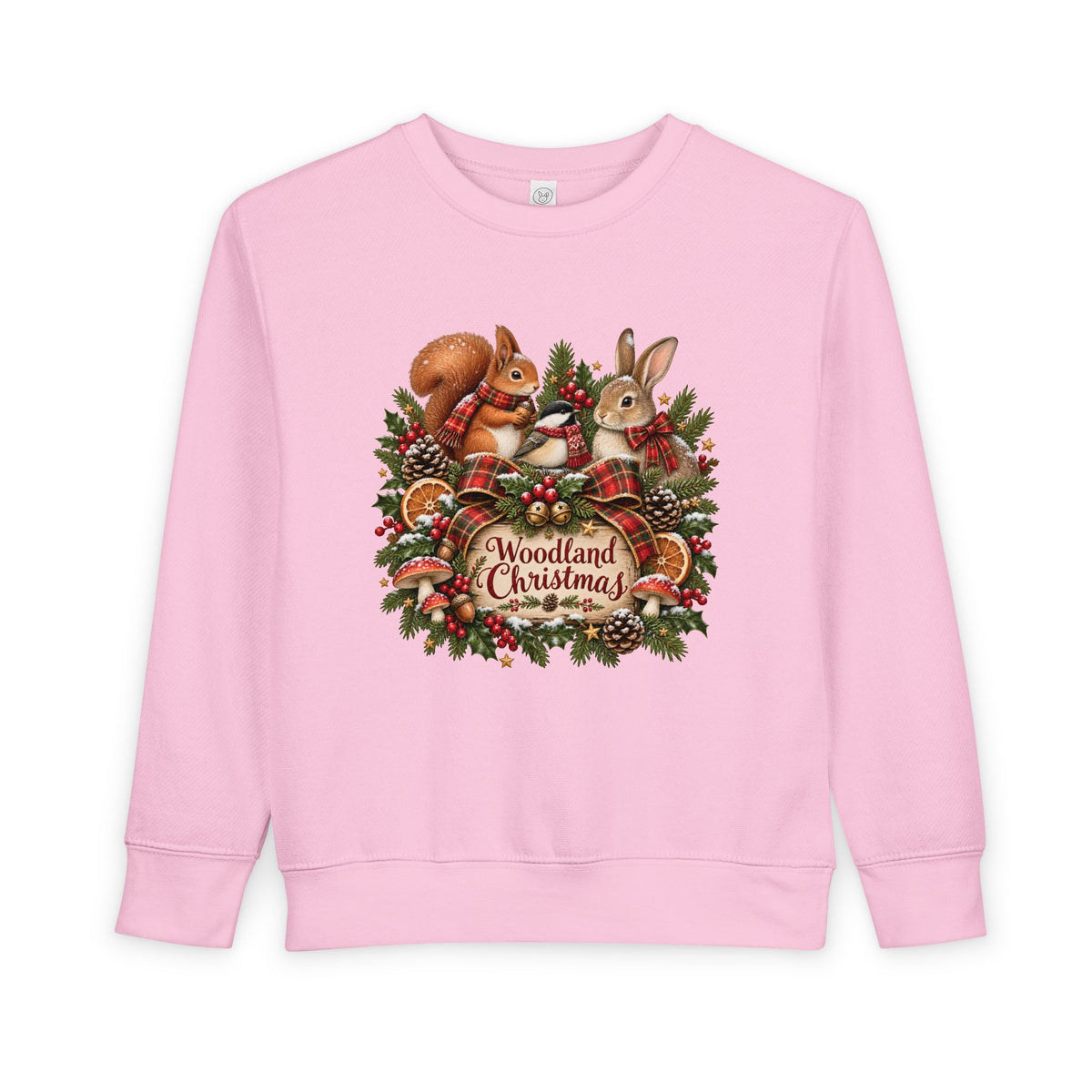Woodland Christmas Toddler Sweatshirt — Cute Squirrel & Bunny Holiday Pullover