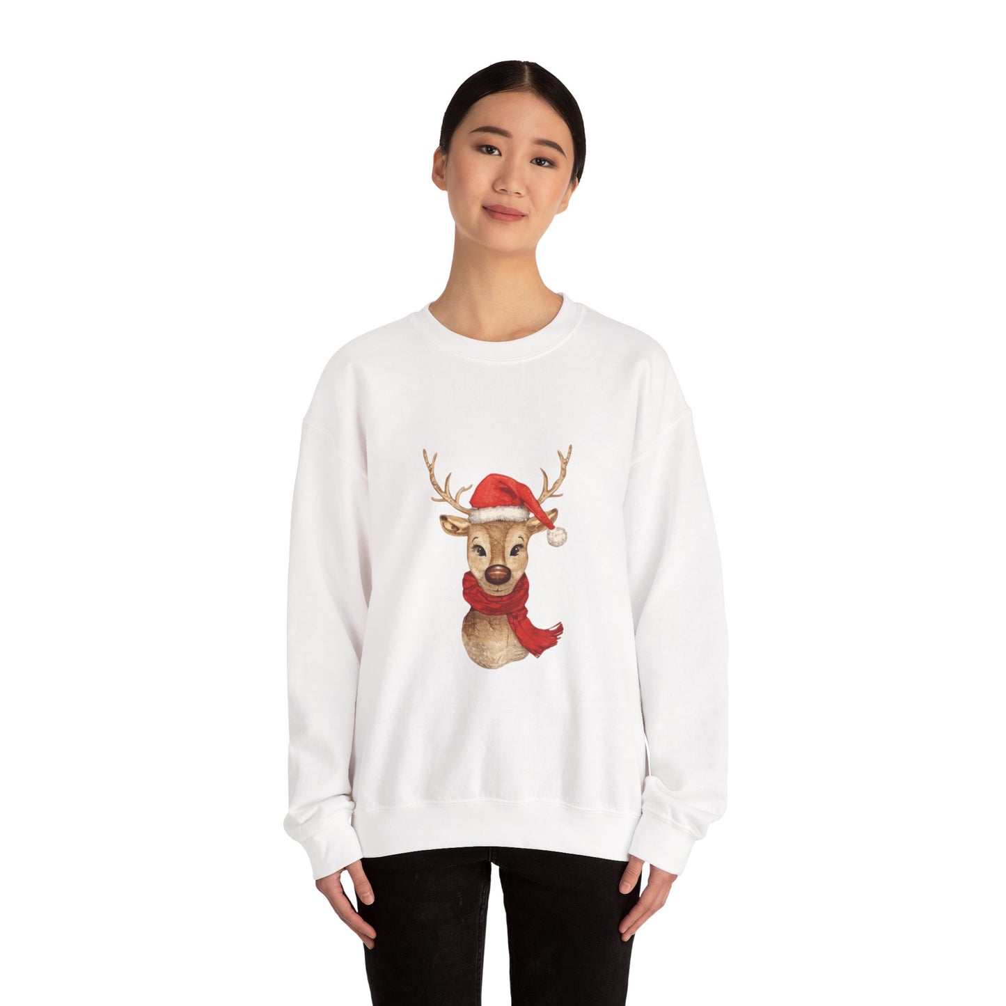 Christmas Reindeer Sweatshirt, Cozy Holiday Crewneck, Winter Fashion, Festive Sweater