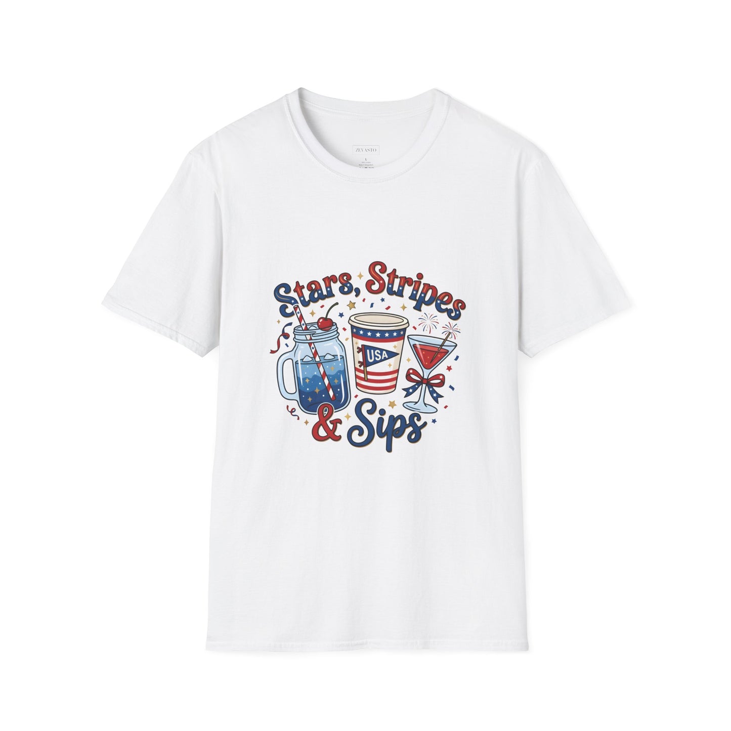 Patriotic "Stars, Stripes & Sips" T-Shirt