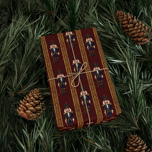 Christmas Wrap Paper, Festive Holiday Wrapping Paper Roll - Nutcracker Design